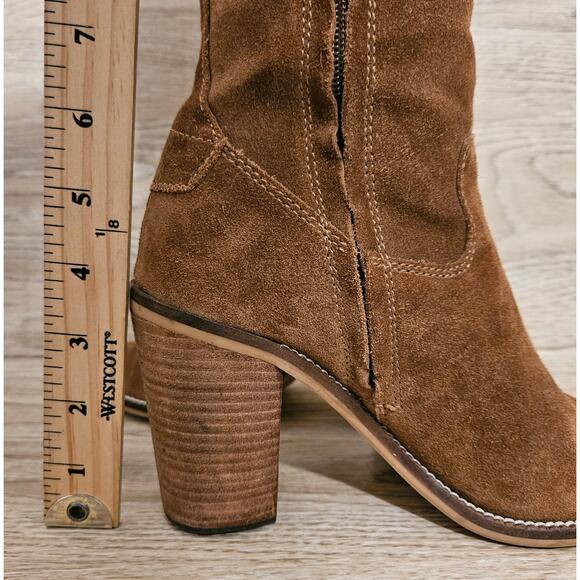 Steve Madden Orlando Palisade Chestnut Leather Knee High Boots Suede Womens 6.5 - Picture 5 of 12